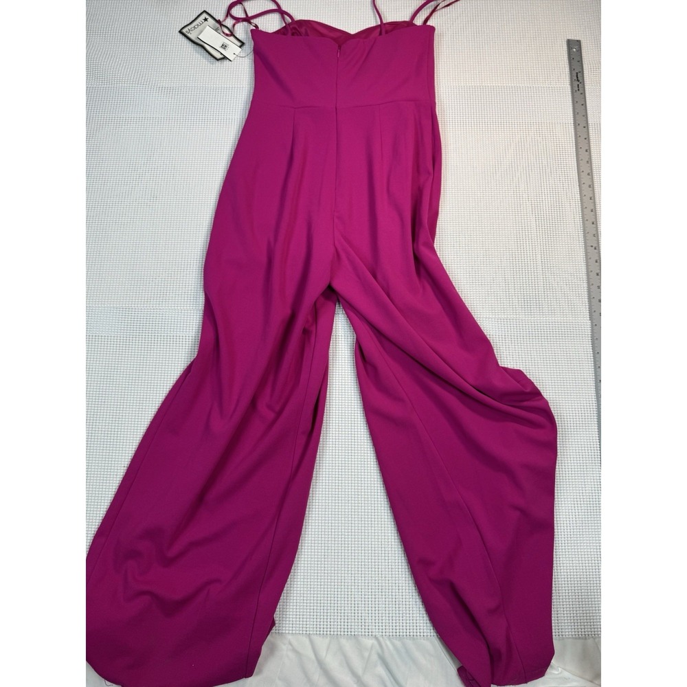 Bebe Pink Jumpsuit Womens Medium Wide Leg Spaghetti Strap Fuchsia NWT Read - Picture 13 of 16